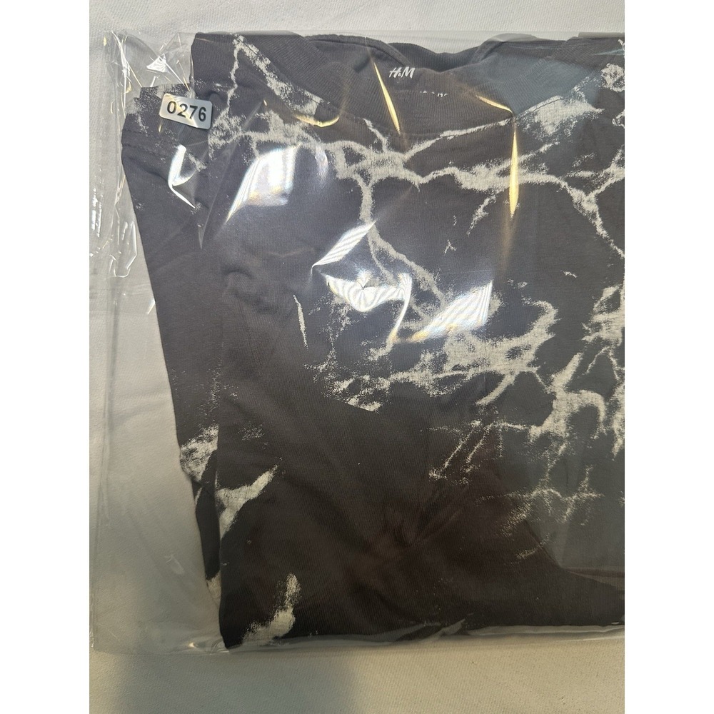 H&M Marble Print T-Shirt Kids 8/10 Black White Grunge Streetwear Graphic Tee - Picture 7 of 7